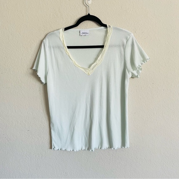 The Vermont Country Store woman’s 2 piece mint pajamas size M soft stretchy airy - Picture 2 of 8